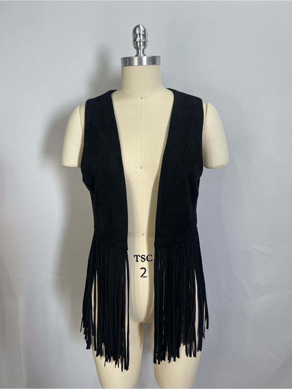 Black Suede Fringe Vest